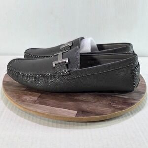Alberto Fellini Driving Loafers Size 10 Grey Faux Leather Metal H Bit Payne 03‎